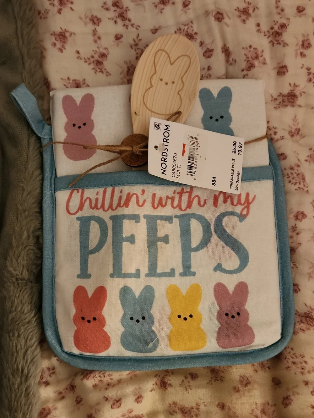Nordstrom Blue Multicolor 'Chillin with My Peeps' Pot Holder Set